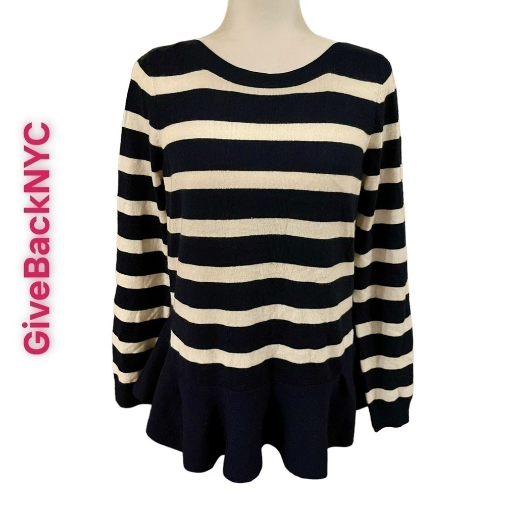 Nordstrom Cashmere Striped Sweater Navy White Size M